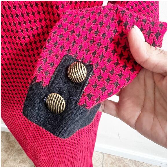 Robert Janan Designed By Eva Midi Vintage Houndstooth Dress Red & Black Size 6 - Picture 11 of 11